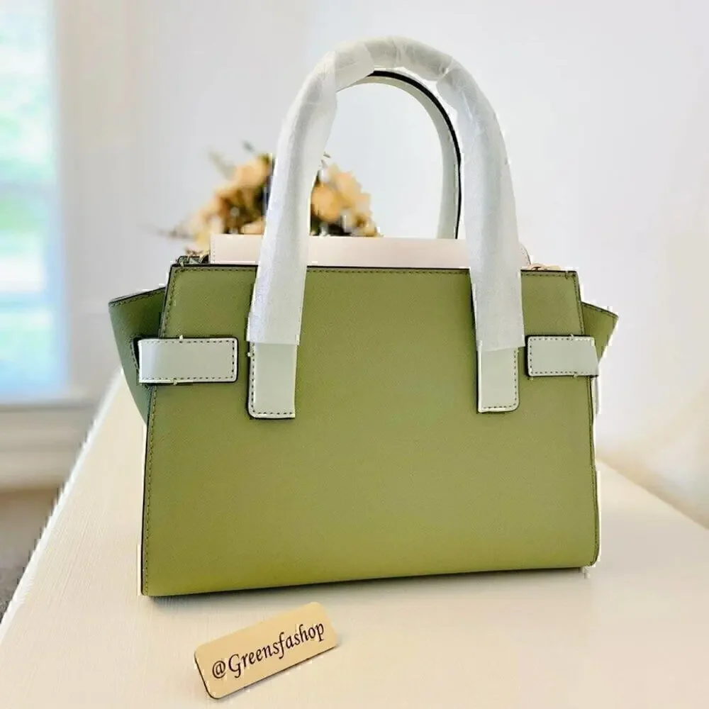 Michael Kors Purse Carmen Medium Flap Satchel shoulder bag light sage